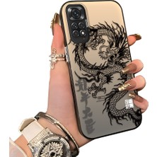 Ucuc Redmi Note 11 Uyumlu Silikon Kenar Sert Arka Anti Düşme Kılıfı Ejderha Desenli