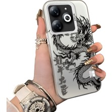 Ucuc Tecno Spark 20 Uyumlu Silikon Kenar Sert Arka Anti Düşme Kılıfı Ejderha Desenli