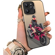 Ucuc Redmi 12 4g Uyumlu Silikon Kenar Sert Arka Anti Düşme Kılıfı Motorsiklet Kızı