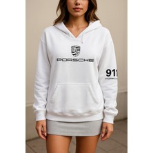 HMO Store Unisex Porsche 911 Beyaz Hoodie – Şık & Spor Kapüşonlu