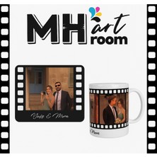 PremiumPort Film Şeridi Temalı Kupa ve Mouse Pad Seti, Anı ve Nişan Hatırası