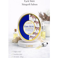 Lawin Eşek Sütü Özlü Doğal Süngerli Sabun – Banyo Süngeri Lif, Peeling Etkili, Zengin Köpük