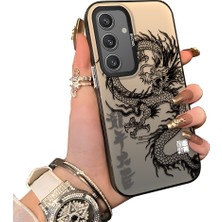 Ucuc Samsung Galaxy S24 Uyumlu Silikon Kenar Sert Arka Anti Düşme Kılıfı Ejderha Desenli