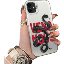 Ucuc iPhone 12 Uyumlu Silikon Kenar Sert Arka Anti Düşme Kılıfı Mamba Yılanı
