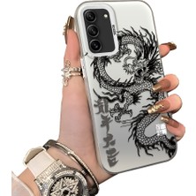 Ucuc Samsung Galaxy S21 Fe 5g Uyumlu Silikon Kenar Sert Arka Anti Düşme Kılıfı Ejderha Desenli