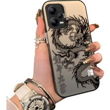 Ucuc Redmi Note 12 5g Uyumlu Silikon Kenar Sert Arka Anti Düşme Kılıfı Ejderha Desenli