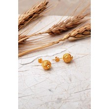 Sümer Telkari Kazaziye İşlemeli Altın Kaplama 1000 Ayar Gümüş Küpe 7408