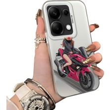 Ucuc Redmi Note 13 Pro 4g Uyumlu Silikon Kenar Sert Arka Anti Düşme Kılıfı Motorsiklet Kızı