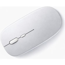 Sneezy Sessiz Kablosuz Mouse Bluetooth USB Dongle Destekli Şarjlı Ofis ve Ev Kullanımı İçin İdeal - Gümüş