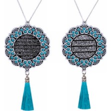 PremiumPort Aqua Taşlı Beyaz Araba Dikiz Aynası Süsü Maskot (5’li Paket) 7x7 cm