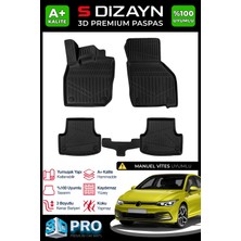 S-Dizayn Volkswagen Golf 8 Manuel 3D Pro Havuzlu Paspas 2020-2024 A+ Kalite