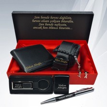 PremiumPort Kişiye Özel Erkek Hediye Seti: Kemer, Cüzdan, Çakmak, Tesbih, Anahtarlık, Kalem