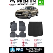 Modifiyecim  Peugeot 301 3D Pro Havuzlu Paspas ve Bagaj Havuzu Seti (2'li Set) 2013 Üzeri A+ Kalite 3SET-SDZ058