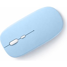 Sneezy Sessiz Kablosuz Mouse Bluetooth USB Dongle Destekli Şarjlı Ofis ve Ev Kullanımı İçin İdeal - Mavi