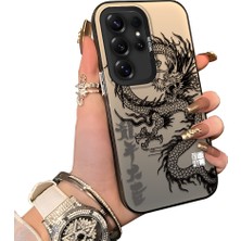 Ucuc Samsung Galaxy S25 Ultra Uyumlu Silikon Kenar Sert Arka Anti Düşme Kılıfı Ejderha Desenli