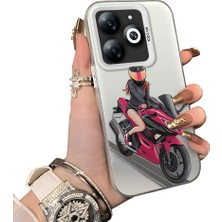 Ucuc Tecno Spark 20C Uyumlu Silikon Kenar Sert Arka Anti Düşme Kılıfı Motorsiklet Kızı