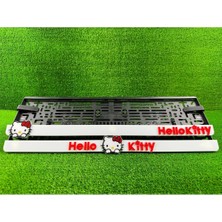 Pi Dekorasyon Hello Kitty Beyaz 3D Kabrtmalı Pleksi Araba Plakalığı 1 Takım