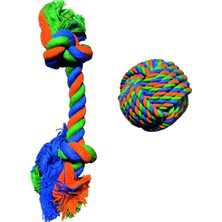 Feyza Design Renkli Evcil Hayvan Diş Kaşıma Topu ve Ip, Sesli Oyun Topu
