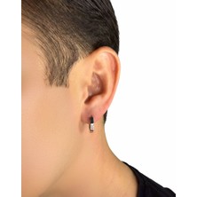 Winy Concept Geometrik Desenli Modern Tasarım Unisex Çelik Halka Küpe - 15 mm