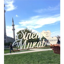 PremiumPort 40X20 cm Masaüstü Pleksi Isimlik Söz Nişan Kına Altın Renk