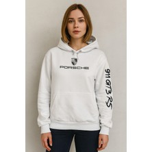 HMO Store Unisex 911 Gt3 Rs Kapüşonlu Hoodie – Beyaz Spor Tarz