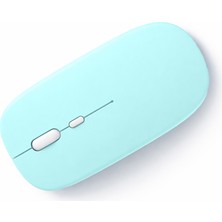 Sneezy Sessiz Kablosuz Mouse Bluetooth USB Dongle Destekli Şarjlı Ofis ve Ev Kullanımı İçin İdeal - Turkuaz