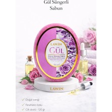 Lawin Gül Özlü Doğal Süngerli Sabun – Banyo Süngeri Lif, Peeling Etkili, Zengin Köpük
