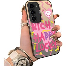 Ucuc Samsung Galaxy S23 Uyumlu Sert Akrilik Arka Silikon Kenar Lens Koruma Kılıf Graffiti Deseni