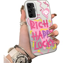 Ucuc Samsung Galaxy A15 Uyumlu Sert Akrilik Arka Silikon Kenar Lens Koruma Kılıf Graffiti Deseni