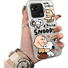 Ucuc Redmi 9c Uyumlu Sert Akrilik Arka Silikon Kenar Lens Koruma Kılıf Snoopy Deseni