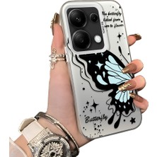Ucuc Redmi Note 13 Pro 4g Uyumlu Sert Akrilik Arka Silikon Kenar Lens Koruma Kılıf Kelebek Deseni