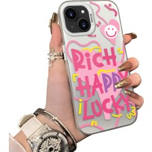 Ucuc iPhone 14 Plus/15 Plus Uyumlu Sert Akrilik Arka Silikon Kenar Lens Koruma Kılıf Graffiti Deseni