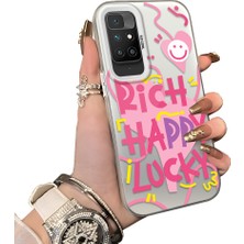 Ucuc Redmi 10 2022 Uyumlu Sert Akrilik Arka Silikon Kenar Lens Koruma Kılıf Graffiti Deseni