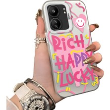 Ucuc Redmi 13C Uyumlu Sert Akrilik Arka Silikon Kenar Lens Koruma Kılıf Graffiti Deseni