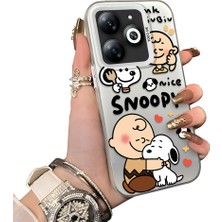 Ucuc Tecno Spark 20C Uyumlu Sert Akrilik Arka Silikon Kenar Lens Koruma Kılıf Snoopy Deseni