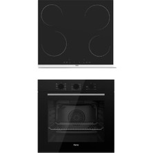 Ferre Flowart Serisi 2'li Siyah Ankastre Set (QBL62CS MS261) Eğimli Cam Ocak Özellikleri İle