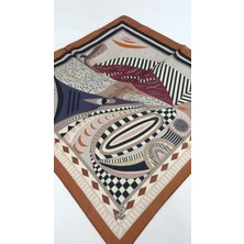 Bilmar Ipek Vual Desenli Fular Bandana Estascarf 50 x 50 cm
