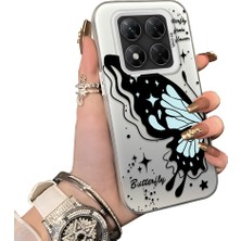 Ucuc Poco X7 5g Uyumlu Sert Akrilik Arka Silikon Kenar Lens Koruma Kılıf Kelebek Deseni