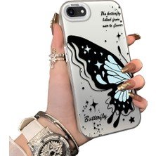 Ucuc iPhone 7/8/se 2020 2022 Uyumlu Sert Akrilik Arka Silikon Kenar Lens Koruma Kılıf Kelebek Deseni