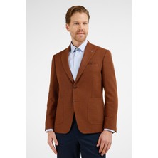 İmza Kiremit Kılıç Yaka Astarlı Çift Yırtmaç Yünlü 6 Drop Slim Fit Classic Ceket 1002255110