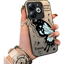 Ucuc Tecno Spark 20 Uyumlu Sert Akrilik Arka Silikon Kenar Lens Koruma Kılıf Kelebek Deseni