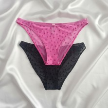 Bonbon Kadın Transparan Kalp Figürlü 2'li Paket Slip Külot BB2178