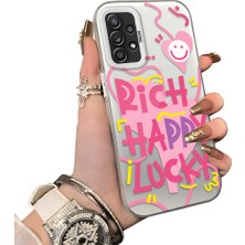 Ucuc Samsung Galaxy A52/A52S Uyumlu Sert Akrilik Arka Silikon Kenar Lens Koruma Kılıf Graffiti Deseni