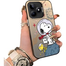 Ucuc Realme C53 Uyumlu Sert Akrilik Arka Silikon Kenar Lens Koruma Kılıf Snoopy Deseni