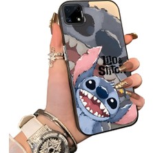 Ucuc Realme C25 Uyumlu Sert Akrilik Arka Silikon Kenar Lens Koruma Kılıf Sevimli Stitch