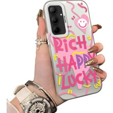 Ucuc Samsung Galaxy A35 Uyumlu Sert Akrilik Arka Silikon Kenar Lens Koruma Kılıf Graffiti Deseni