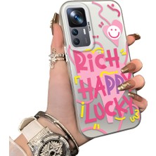 Ucuc Mi 12T Uyumlu Sert Akrilik Arka Silikon Kenar Lens Koruma Kılıf Graffiti Deseni