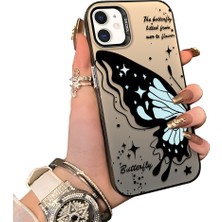 Ucuc iPhone 12 Pro Uyumlu Sert Akrilik Arka Silikon Kenar Lens Koruma Kılıf Kelebek Deseni