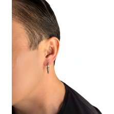 Winy Concept Çivi Figürlü Erkek Çelik Halka Küpe - 14 mm