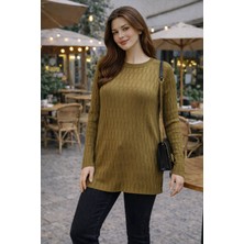 Fresh Moda Kadın Merserize Yırtmaçlı Genç Anne Mevsimlik Kazak